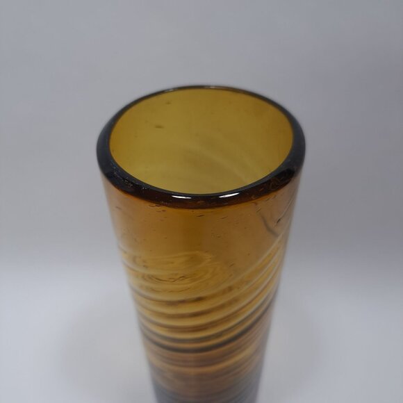 Mexican Hand Blown Amber Swirl Glass Tumbler Vintage Rustic Design Rare - Picture 2 of 10